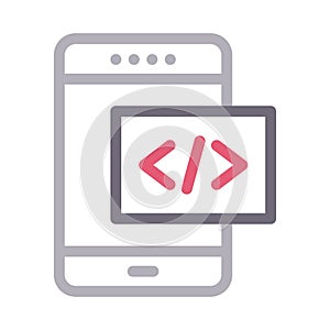 Mobile programming vector color line icon