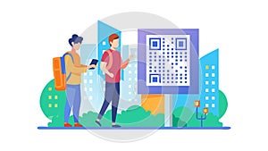 Mobile QR Code Scanning: Digital Interaction & Payments, vector design Generative AI