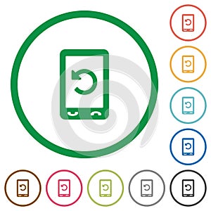 Mobile redial flat icons with outlines