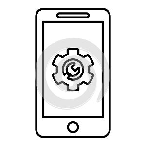 Mobile Repair Icon In Line Style