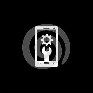 Mobile repair icon or logo on dark background