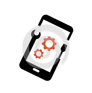 Mobile repair logo smart phone display vector design symbol