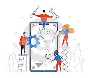 Mobile repair service - flat design style colorful illustration