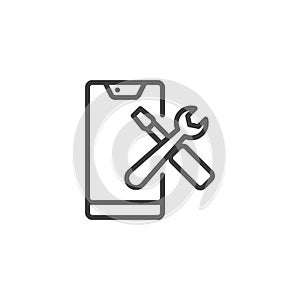 Mobile repair service line icon