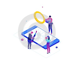 Mobile repair service - modern colorful isometric vector illustration