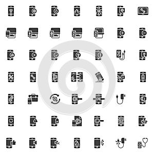 Mobile repair service vector icons set