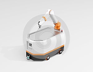 Mobile robot AGV isolated on gray background