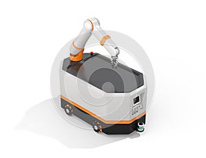 Mobile robot AGV isolated on white background photo