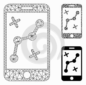 Mobile Routing Vector Mesh Carcass Model and Triangle Mosaic Icon