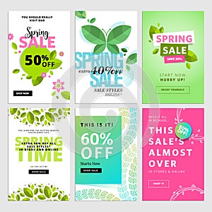 Mobile sale banner templates. Spring sale banners.