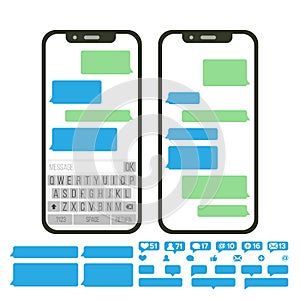 Mobile Screen Messaging Vector. Chat Bot Bubbles Set. Mobile App Messenger Interface. Communication Concept. Smartphone