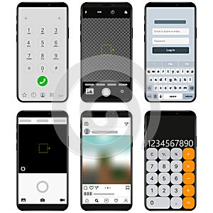 Mobile Screens User Interface Kit. Modern user interface UX, UI screen template for mobile smart phone or responsive web site.