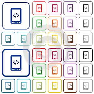 Mobile scripting outlined flat color icons