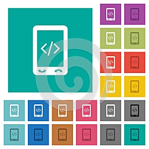 Mobile scripting square flat multi colored icons photo