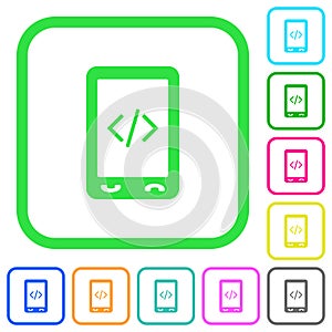 Mobile scripting vivid colored flat icons photo