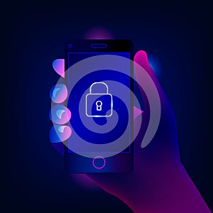 Mobile security, data protection concept.