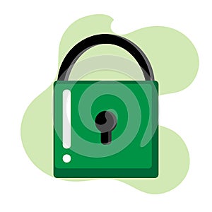 Mobile security icon - lock in flat style