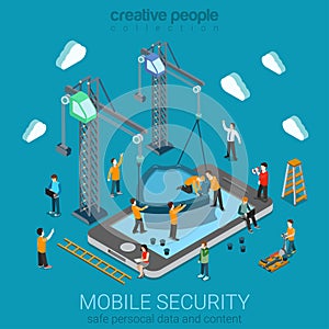 Mobile security isometric concept