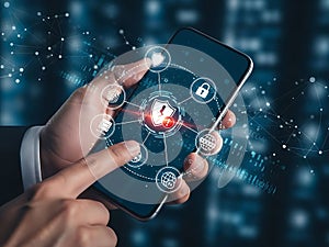 Mobile Security Protection Concept with Shield.