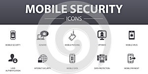 Mobile security simple concept icons set