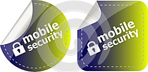 Mobile security stickers label tag set isolated on white
