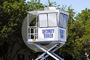 Mobile Security tower used to supervise the parking lot of a mall in San Francisco Bay Area, San Jose, California