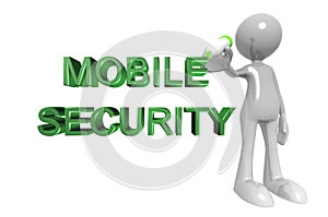 Mobile security word with man