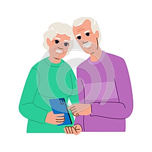 mobile seniors using phone vector