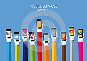 Mobile Services Flat Concept for Web Marketing.