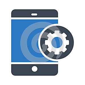 Mobile setting glyph color flat vector icon