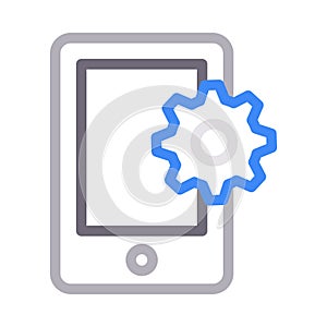 Mobile setting thin color line vector icon