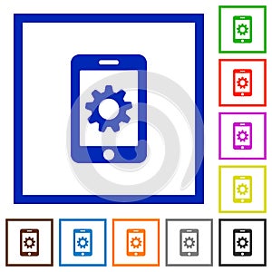 Mobile settings flat framed icons