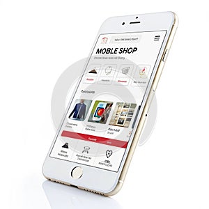 Mobile Shop Application isolated on white background