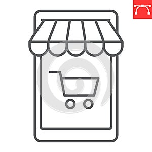 Mobile shop line icon