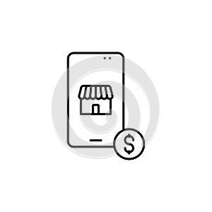 mobile, shopping, dollar line icon. Elements of black friday and sales icon. Premium quality graphic design icon. Can be used for