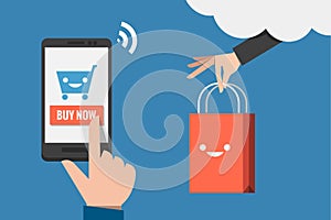 Mobile shopping flat design