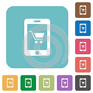Mobile shopping square flat icons