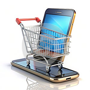 Mobile Shopping isolated on white background photo