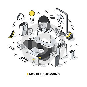 Mobile Shopping Isometric Scene