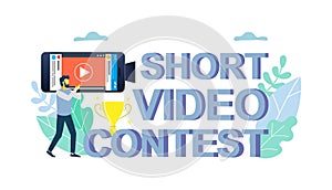 Mobile short video contest vector concept for web banner, website page