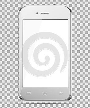 Mobile silver phone isolated in a transparancy background. To present your application. photo