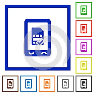 Mobile simcard accepted flat framed icons