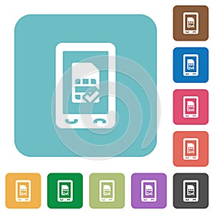 Mobile simcard accepted rounded square flat icons