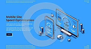 Mobile site speed optimization isometric landing