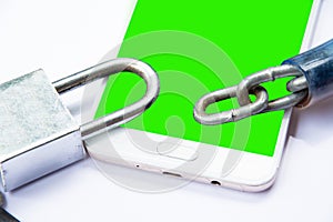 Mobile smart phone unlock lock close up view