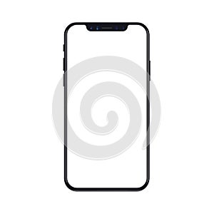 Mobile smartphone phone mockup isolated on white background with blank screen. Realistic vector illustration.