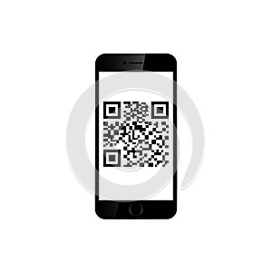 Mobile smartphone qr code on white background. Vector illustration.