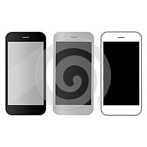 Mobile, smartphones icons set stock vector illustration.