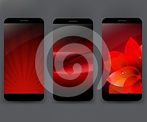 Mobile Smartphones Template With Flower And Line