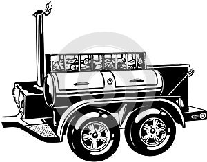 Mobile Smoker Barbecue Illustration